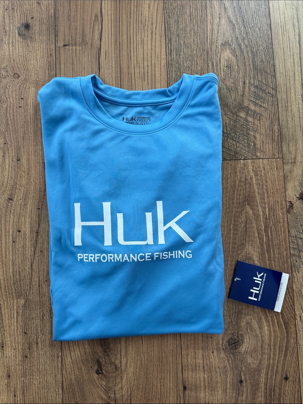 Huk Short-Sleeve Performance Tee in Bright Blue with White Logo